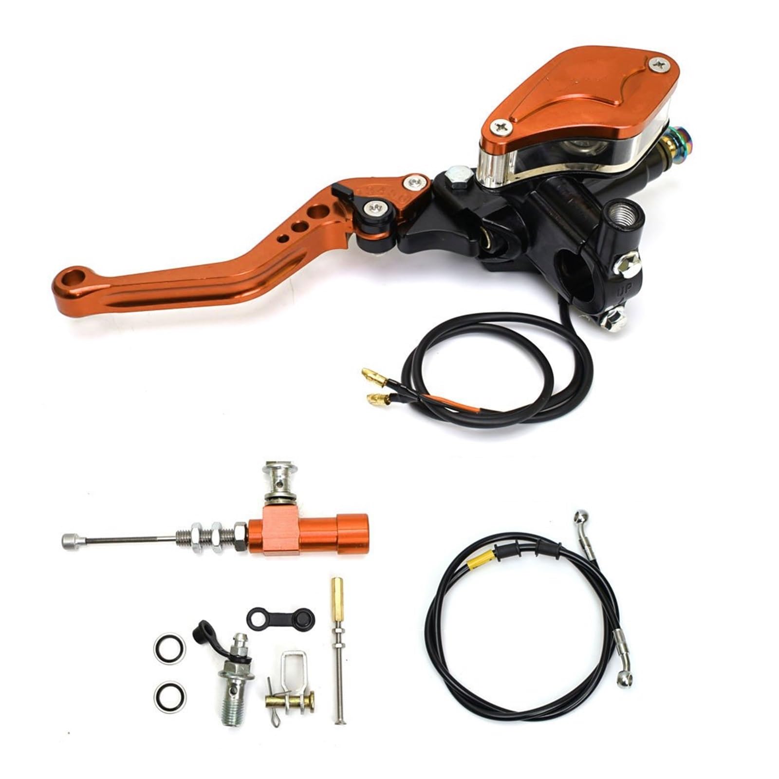 Pbqenxb Break and Clutch Levers 22mm Motorcycle CNC Hydraulic Clutch Kit Lever Master Cylinder Knitting Oil Hose(Orange)