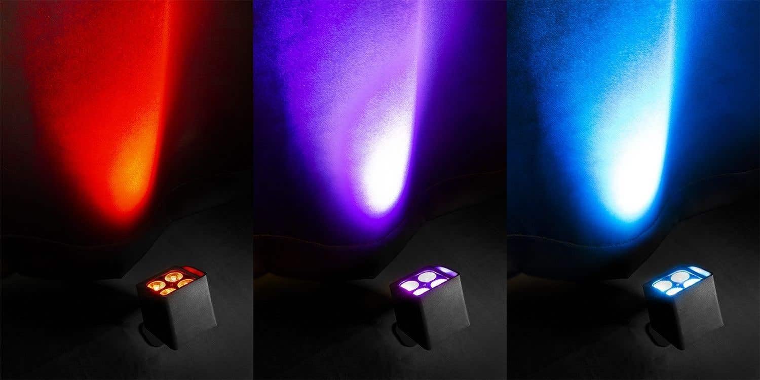 BeamZ BBP44 - Foco Uplight Par 4 leds x 4W con Batería, certificación IP65, control por DMX, Luz de Discoteca, Fiestas y Escenarios, incluye Mando a Distancia, color Negro