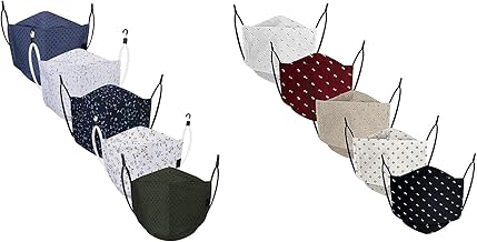 Cotton Reuseable Printed Face Mask's (Multicolor, Without Valve Set of 10) for Men's -Women