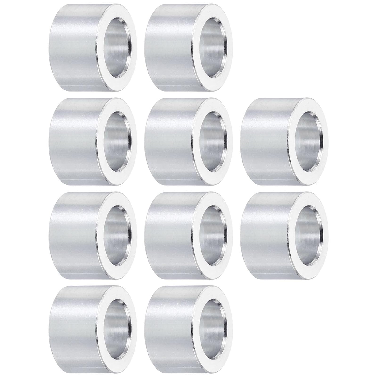 TOP-VIGOR 10Pcs M10 Aluminum Spacer, 10.2mm ID x 16mm OD x 10mm Length Metal Spacer
