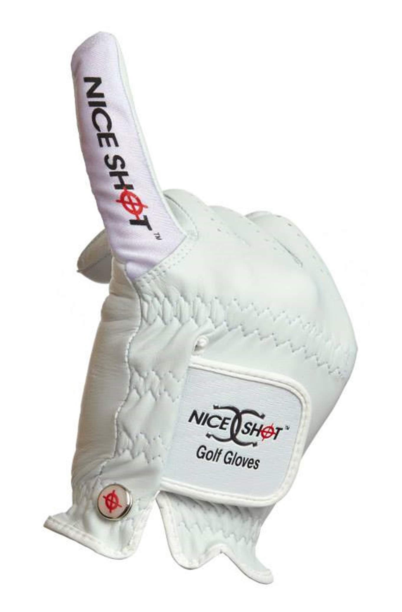 Nice Shot "You are Nothing Pinkie Cabretta Leather Golf Glove Men's White | Premium & Genuine Cabretta Leather