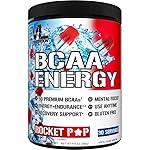 EVL BCAAs Amino Acids Powder - BCAA Energy Pre Workout Powder for Muscle Recovery Lean Growth and Endurance - Rehydrating Post Workout Recovery Drink with Natural Caffeine - Rocket Pop