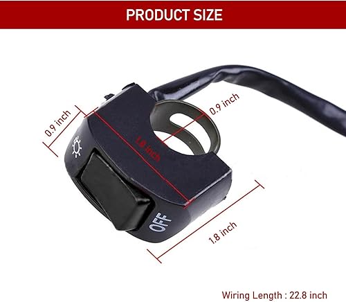 Miniatura 2 de Interruptor de palanca de luz LED modificada para motocicleta, botón de flash doble para manillar de 78 pulgadas, interruptor de función de apagado