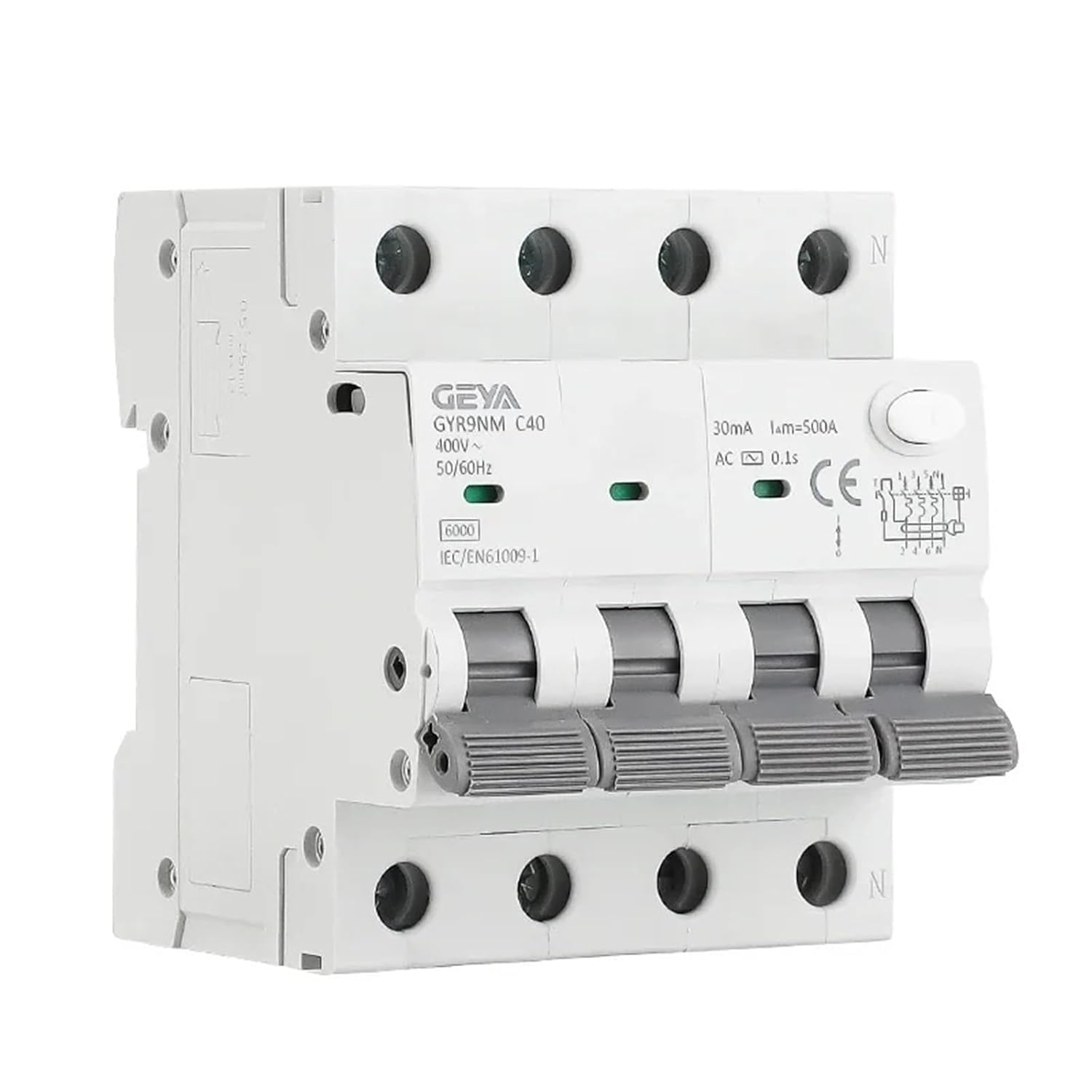GYR9NM AC Type 2P 4P Magnetic Circuit Breaker with Over Current and Leakage Protection Din Rail 10A 16A 25A 32A 40A(300mA,4P 40A)