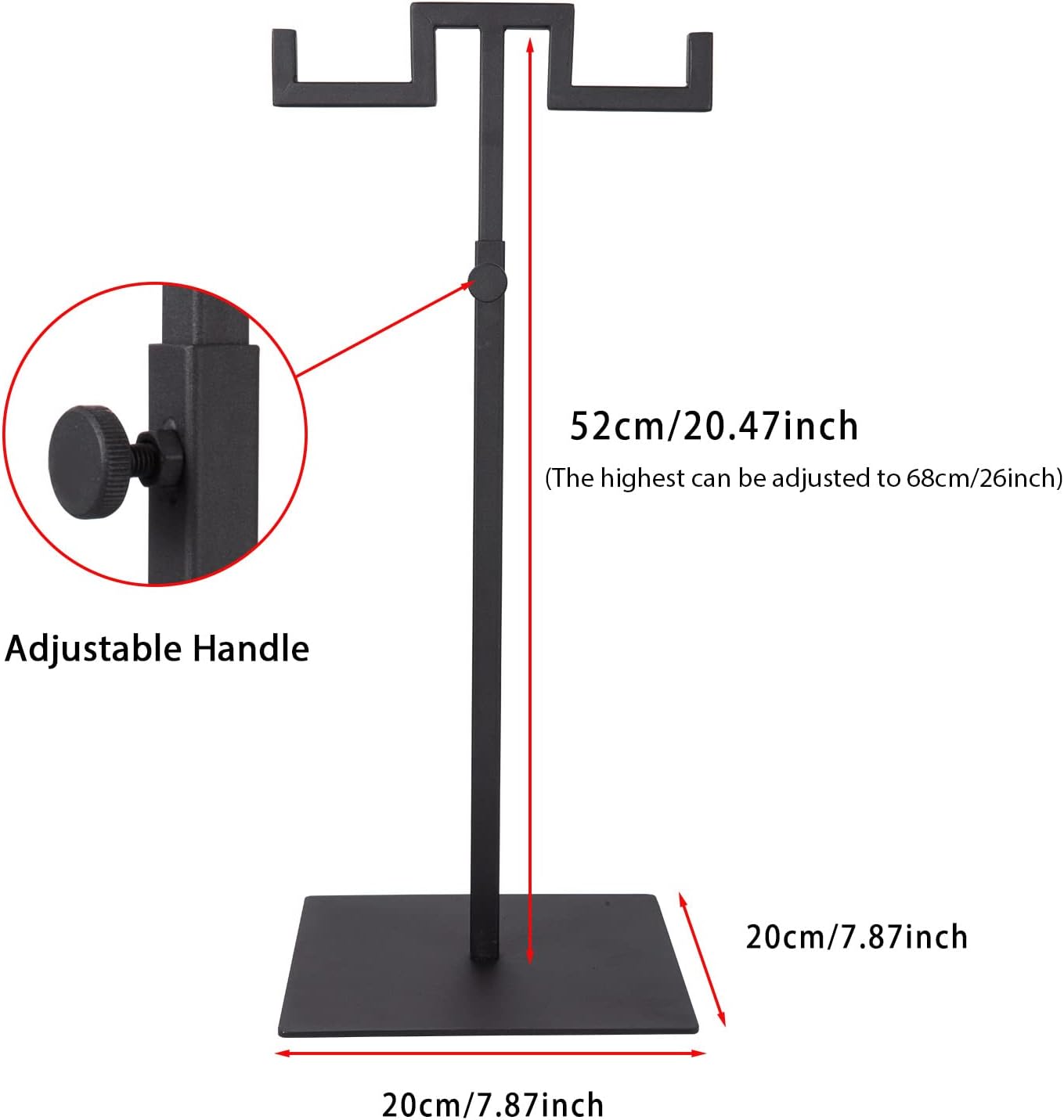 Polmart Countertop Adjustable Display Stand Stand for Purses/Handbags, Wreaths, Wigs, Hats and Crafts (Double-Arm, Black)