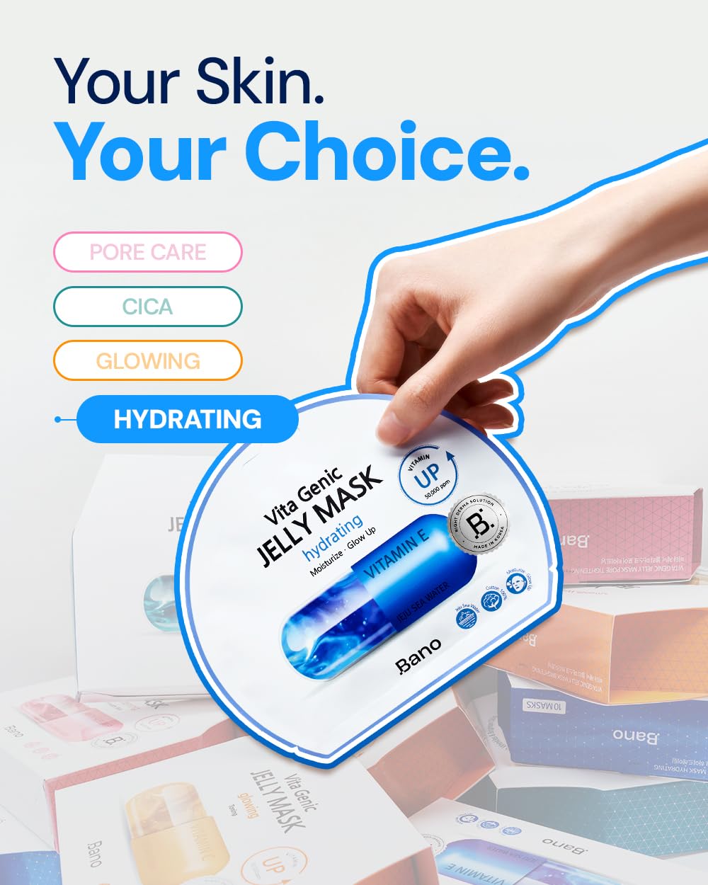 Vita Genic Jelly Face Hydrating Mask 10EA – Firming Sheet Mask for Sensitive Skin, Korean Glass Skin Care with Mineral Water, Vitamin C & Niacinamide, Fragrance-Free - Image 7