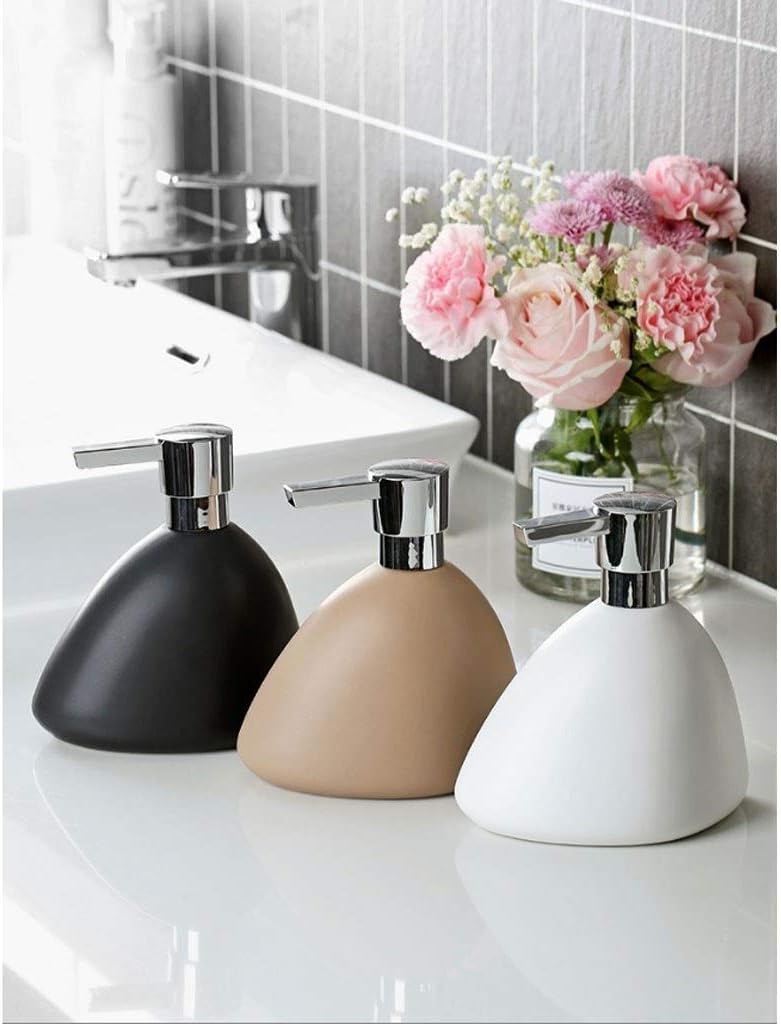 Soap Dispenser Creative Ceramic Soap Dispenser Large Capacity Hand Sanitizer Bottle Bath Soap Lotion Bottle Countertop Soap Dispensers (Color : Black)