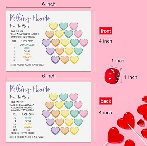 Miniatura 2 de Juego de dados de corazón rodante para el día de San Valentín, juegos de corazones de San Valentín, actividad de San Valentín, fiesta familiar de