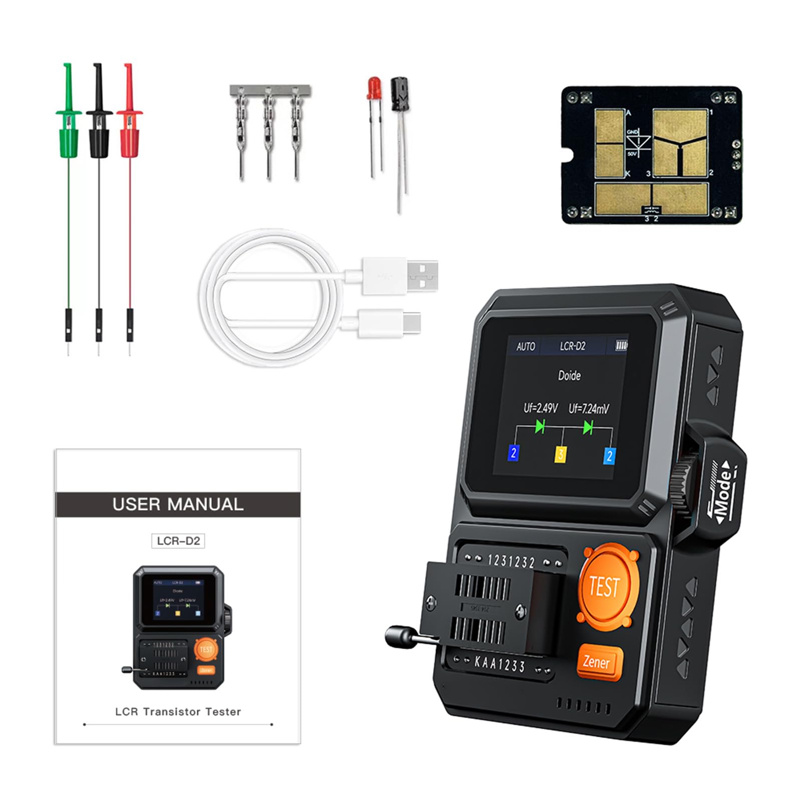 Tester del transistor di Digital di precisione con la batteria ricaricabile per il semiconduttore del tester di elettronica degli ingegneri