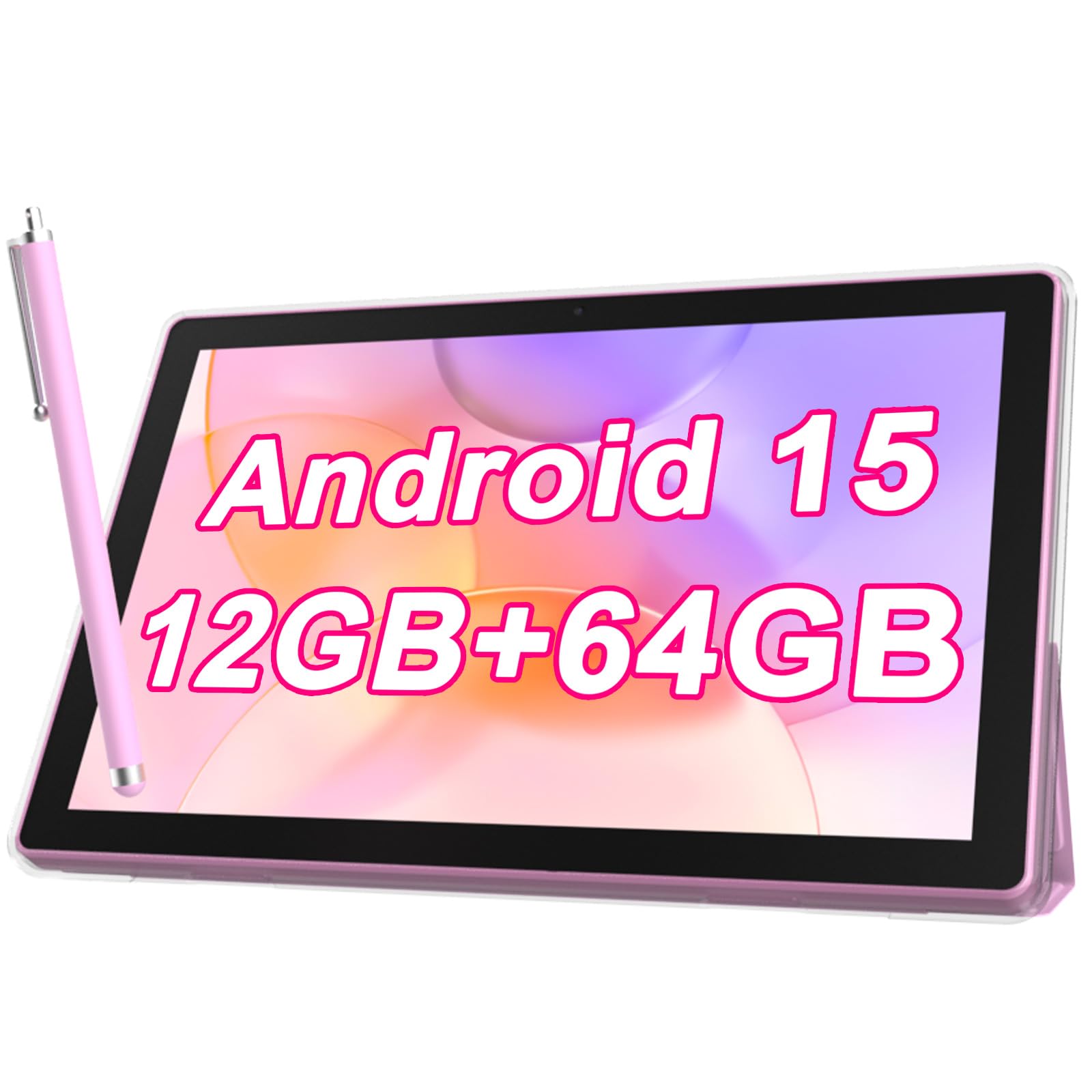 2 in 1 Android Table 10 Inch with Tablet Case and Stylus Pen Android 15 Tablet 5G WiFi-6 1280 x 800 Full HD IPS Display 6000mAh 64GB ROM + 12GB RAM (4+8 Virtal) 1024GB-image-9