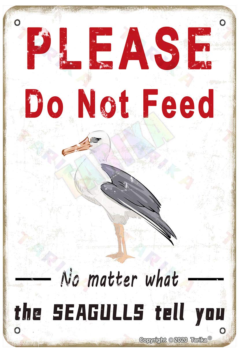 Tarika Red Please Do Not Feed The Seagulls For Home,Outdoor,Club,Farmhouse,Bars,Pubs,Man Cave Metal Vintage Tin Sign Wall Decoration 12X8 Inches