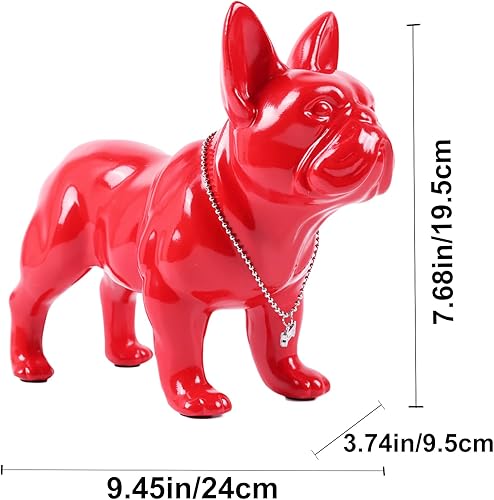 Miniatura 5 de Estatua de bulldog francés de pie de 9 a 12 pulgadas, escultura de animal de perro con collar de plata, collar de plata, mesa de café, cocina,