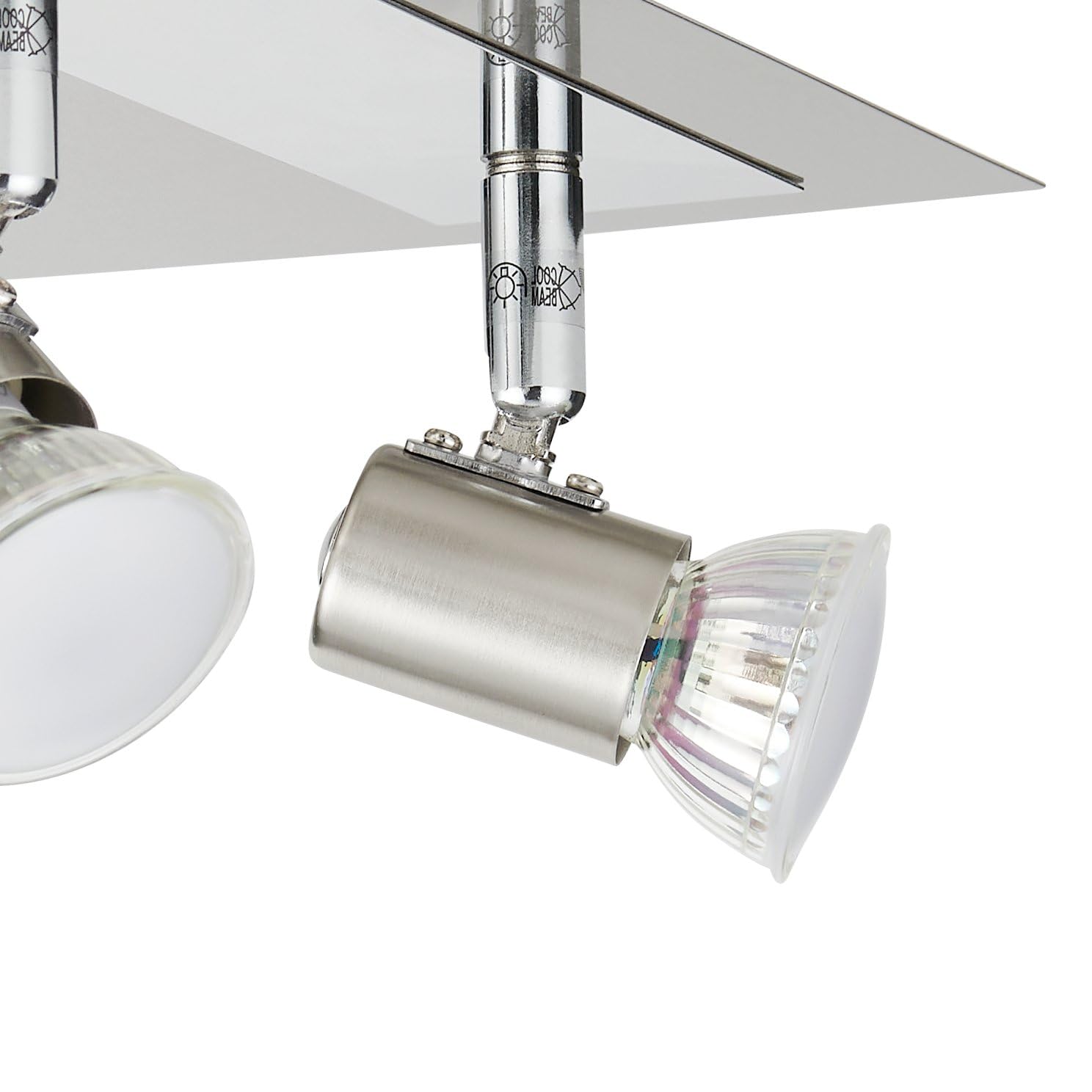 EGLO LED Deckenlampe Rottelo, 4 flammige Deckenleuchte, Deckenstrahler aus Metall, Wohnzimmerlampe in Nickel-Matt, Chrom, Spots inkl. GU10 Leuchtmittel, warmweiß