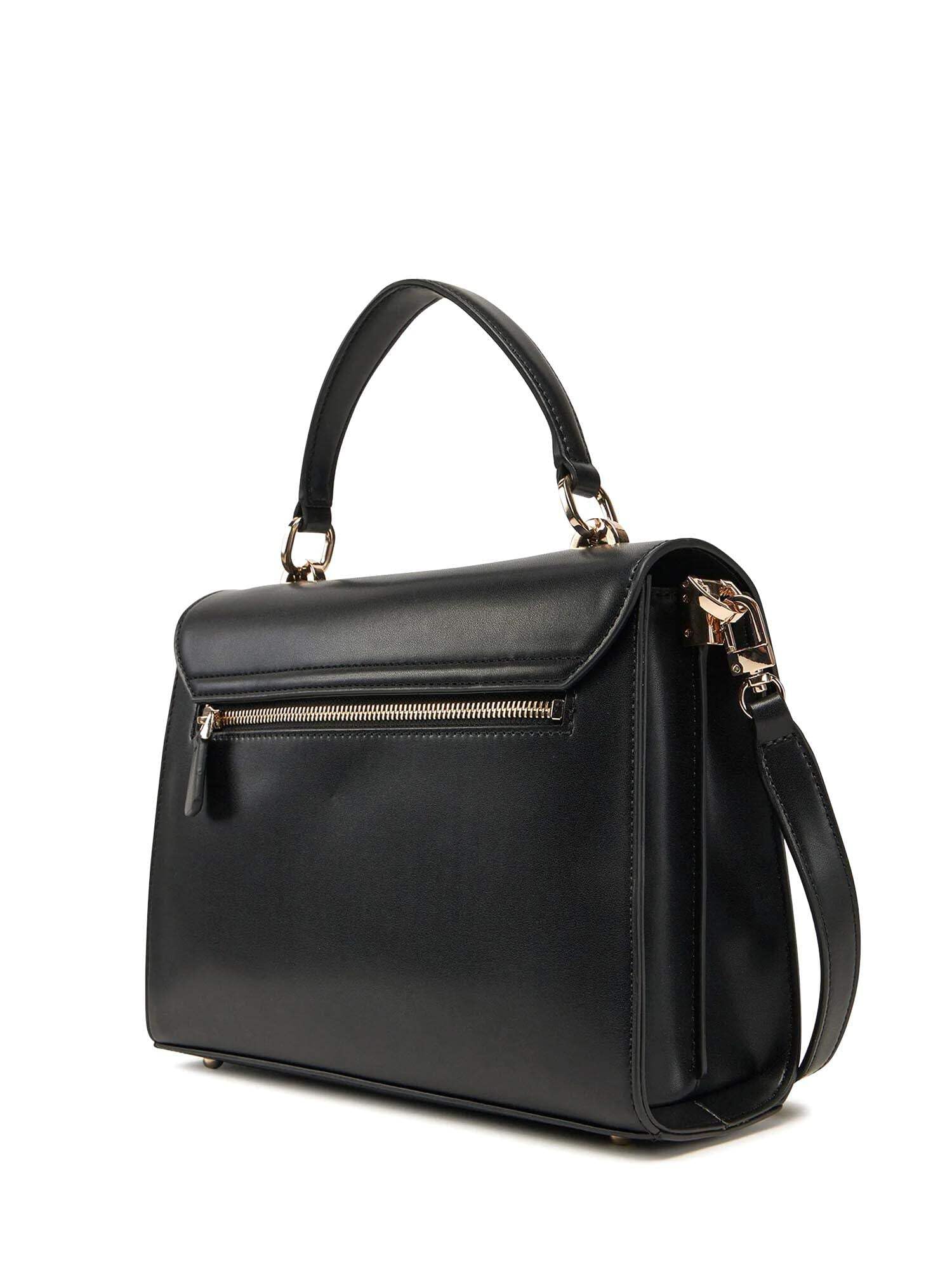 GUESS Eco Aldith Top Handle Flap Hand Bag damska torba, czarny, Mittelgroß