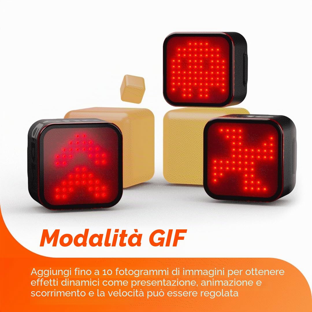 Magene L308 - Fanale posteriore intelligente per bici, altamente personalizzabile, con espressione intelligente, Bluetooth, leggero, senza cavo di ricarica, 96 luci LED COB IPX6 impermeabile
