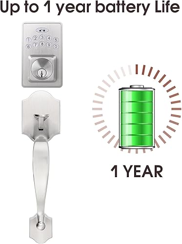 Miniatura 6 de Cerradura de teclado electrónico, níquel satinado, entrada sin llave, bloqueo automático, 99 códigos de acceso