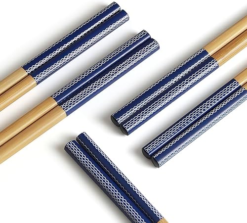 Miniatura 8 de AOOSY 5 pares de palillos de bambú reutilizables, palillos clásicos japoneses, palillos de entrenamiento aptos para lavavajillas, 8.8 pulgadas8.9 in