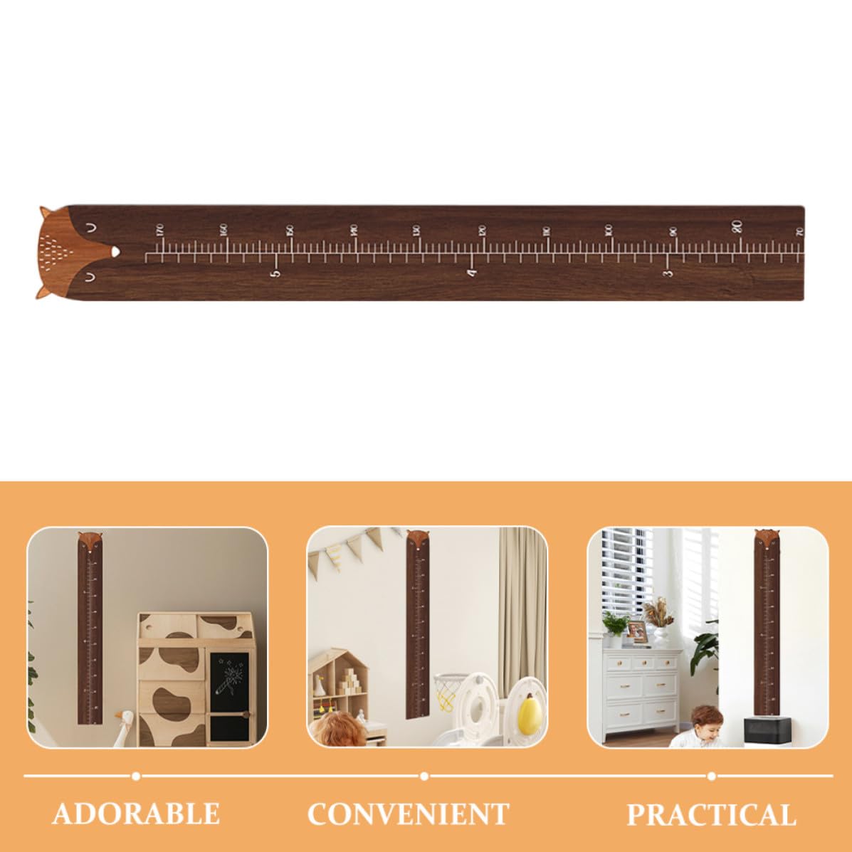 Balacoo Tabla de Crecimiento Infantil Medición de Altura Estable y Resistente Diseño de Jirafa de Madera para Decoración de Habitación para Pared