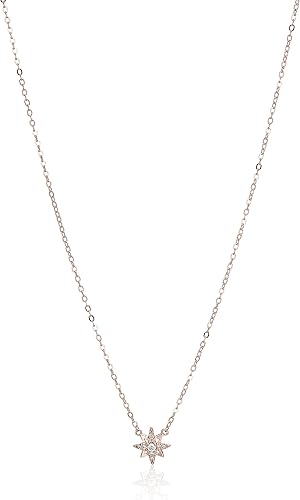 Tienda Essentials Collar de estrella del norte de circonita cúbica con cadena de cable en plata de ley, 18 pulgadas, (anteriormente colección Tienda)