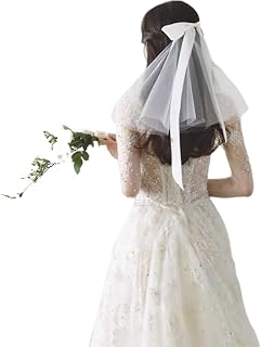 Wedding Veil for Brides, Short White 2 Tier Tulle with Bow Hair Clip for Wedding Travel Party