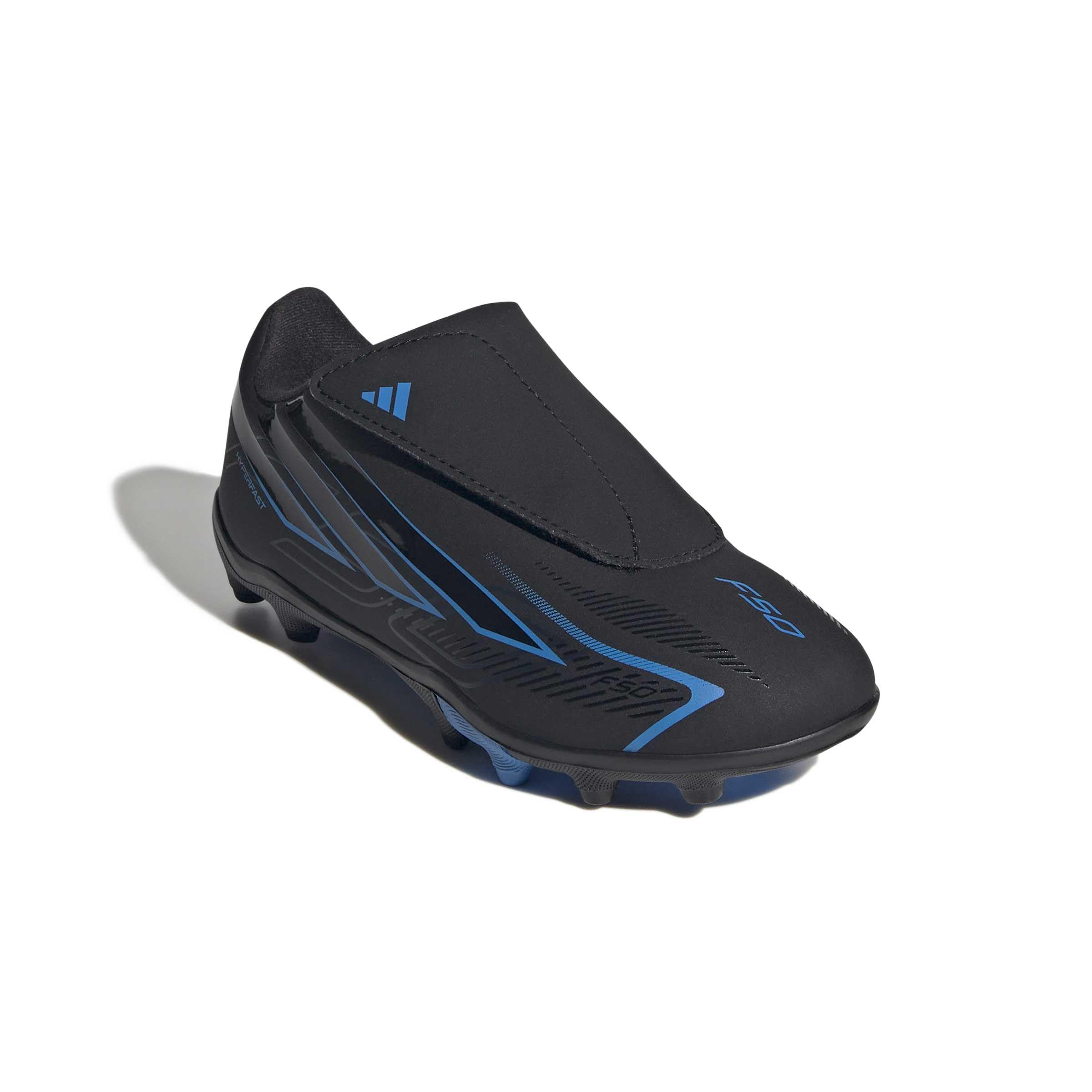 adidas Unisex Kinder F50 Hyperfast Club Velcro Firm Ground/Multi Ground Football Boots Children Shoes, core Black/core Black/Lucid Ray Blue, 30 EU