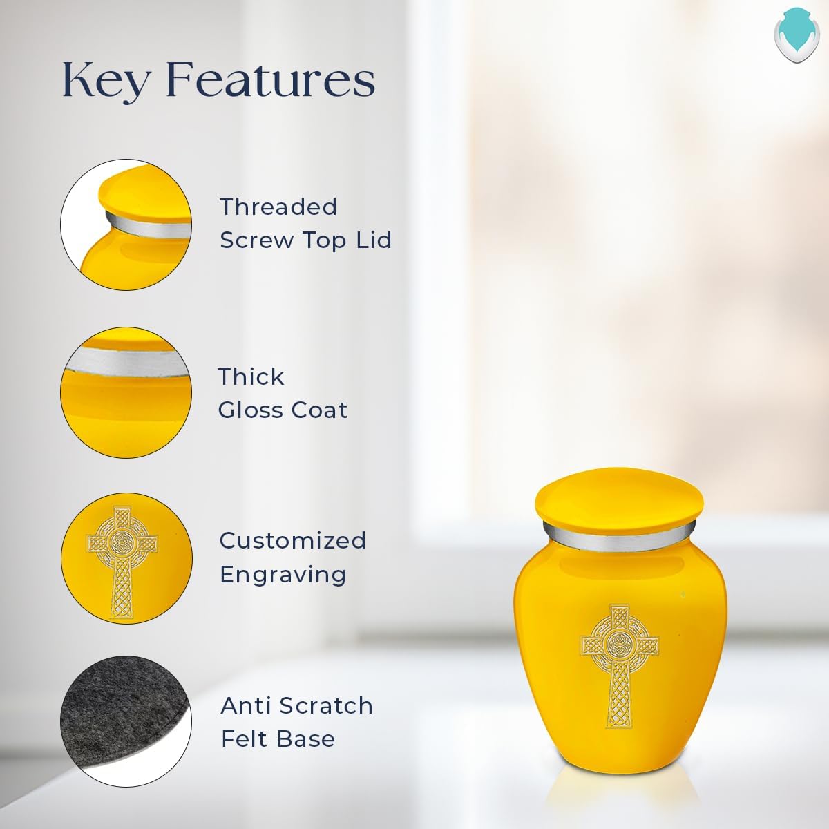 Geturns Embrace Keepsake Celtic Cross Cremation Urns for Human Ashes I Yellow Funeral Urn for Men and Women I 3.5 lbs