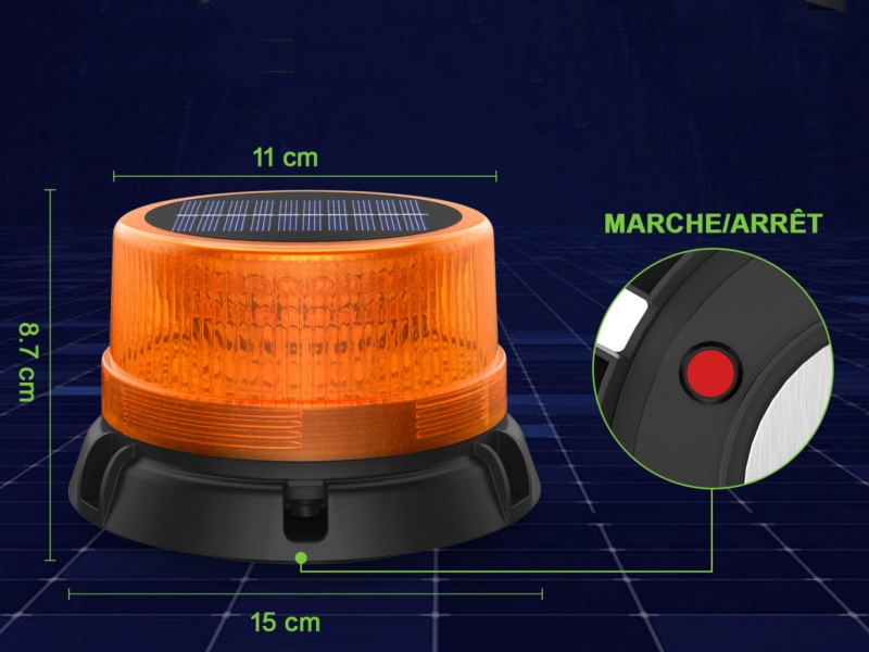 Gyrophare LED Magnétique Orange 71 Cm – 26 Modes, 20 Aimants Puissants – Chantier, Tracteur, Fourgon, Remorque