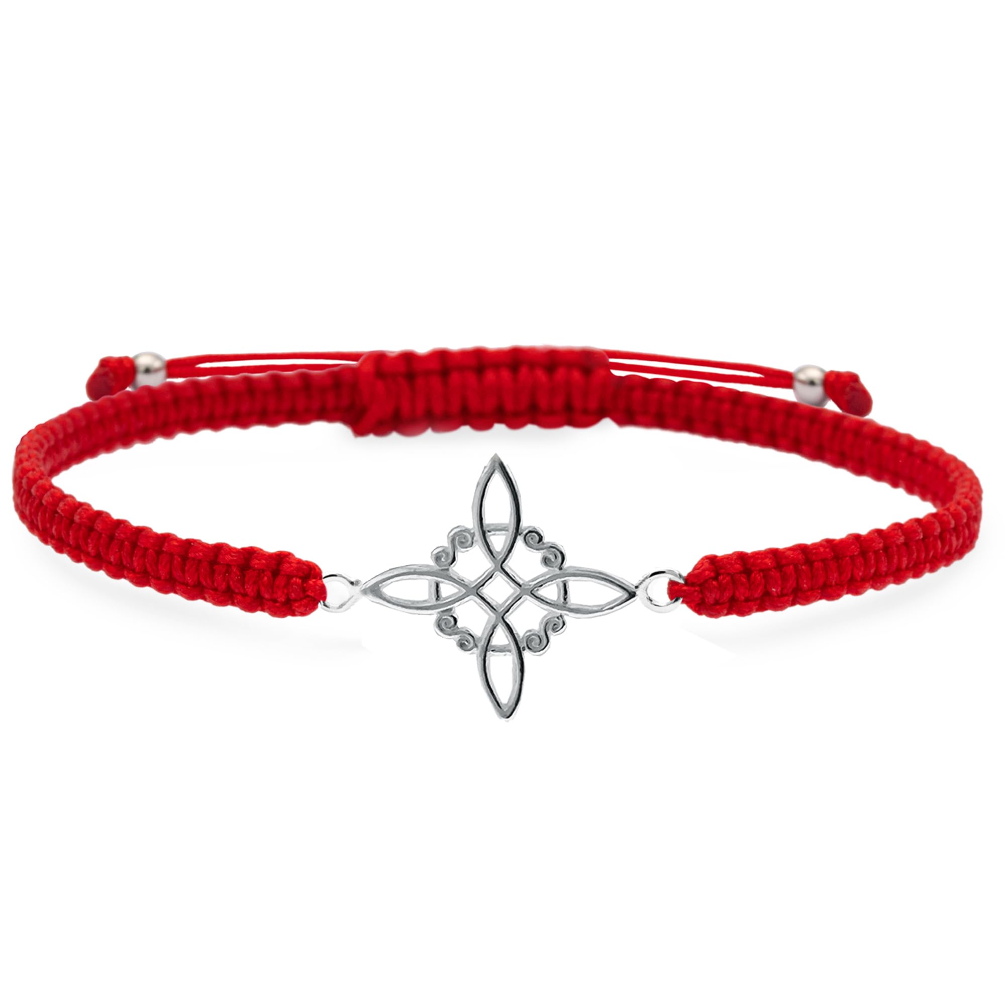 Bracciale Hamsa in argento sterling 925 rosso macramè con cristalli CZ e barra d'argento Kabbalah - Italia