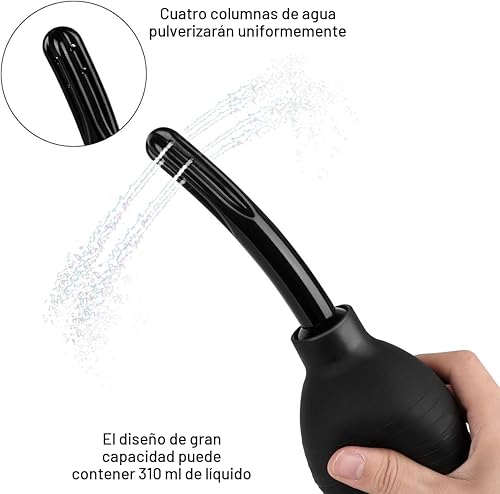 Miniatura 5 de Kit de Pera de Enema con Lubricante Ducha Anal de Materiales Superiores para Hombres y Mujeres Hecho de Material Cómodo (Negro)