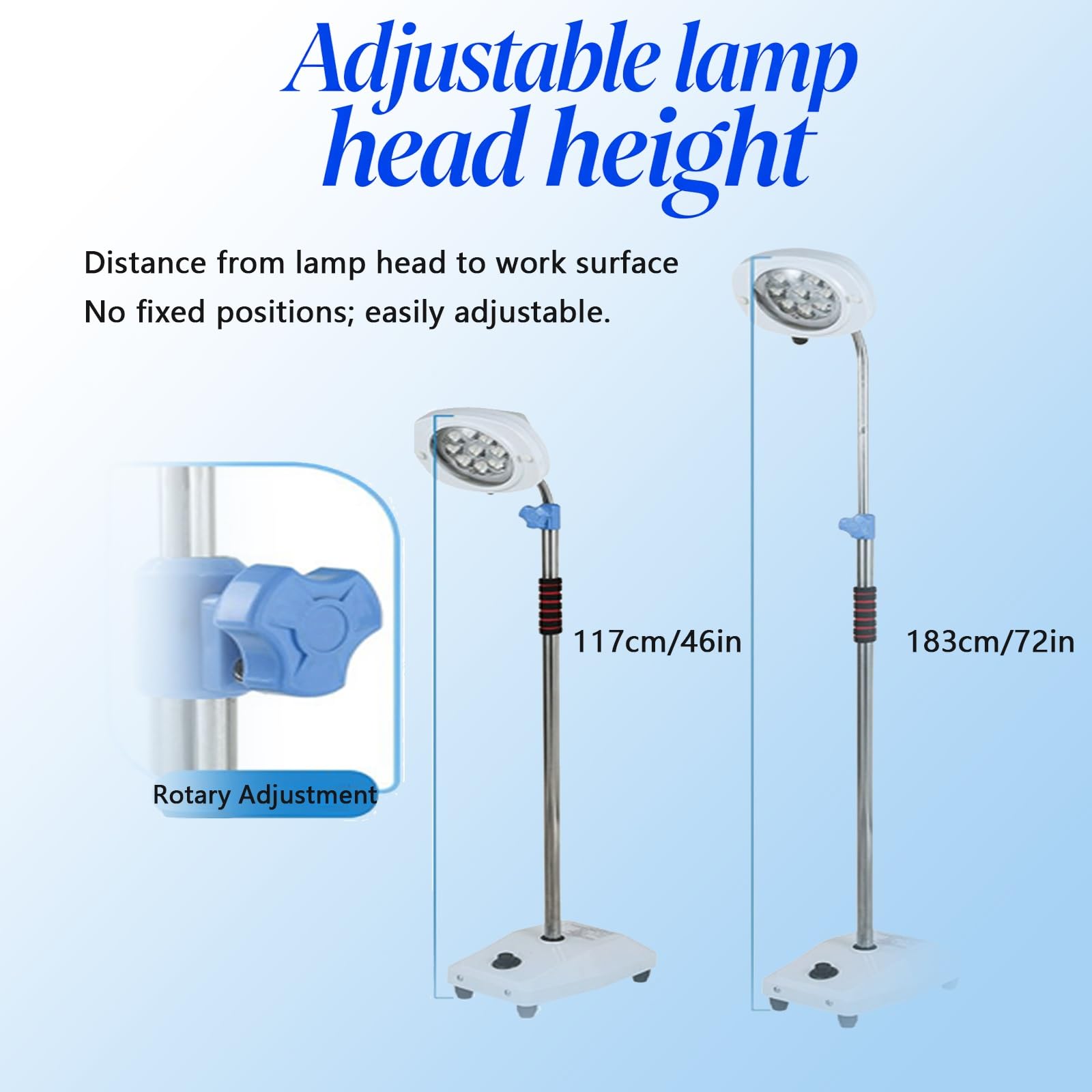 Ambulante kleine chirurgische Untersuchungsleuchte, 9 LEDs, schattenlose Bodenleuchte, stufenlos einstellbare Helligkeit, for Zahnmedizin, Gynäkologie, Tierarzt, Tätowierung(Nine Lights)
