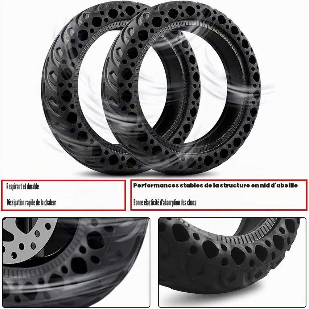 Roue Pleine Trottinette Electrique 8 Pouce, Pneu Plein Trottinette 8 Pouces, Pneu Conception en Nid Dabeille de Remplacement pour Trottinette Electrique, x2