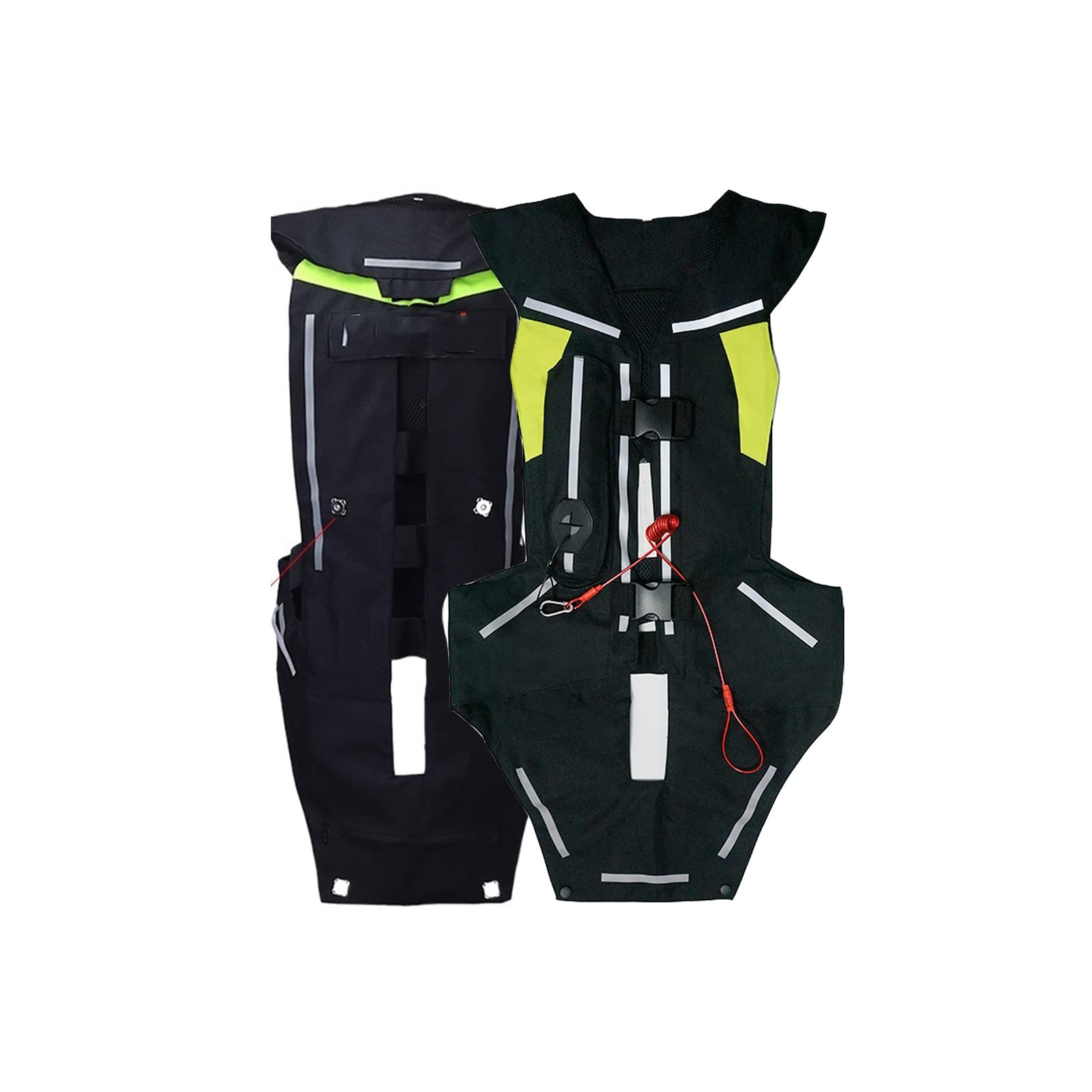Chaleco con airbag para Motocicleta, Chaqueta Protectora Inflable para Carreras, Alta Visibilidad con Cartucho de CO2 (Negro L)