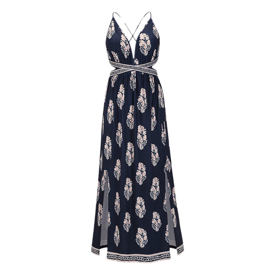 Robe bohème dos nu et décolleté plongeant avec taille élastique - 8