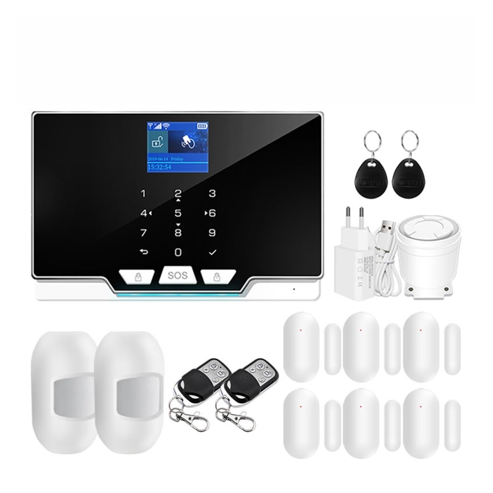 Sistema de alarma de seguridad para el hogar, de alarma GSM teclado táctil RFID 433MHz Detector inalámbrico Control de aplicación alarma de seguridad antirrobo for el hogar para el hogar, el apartamen