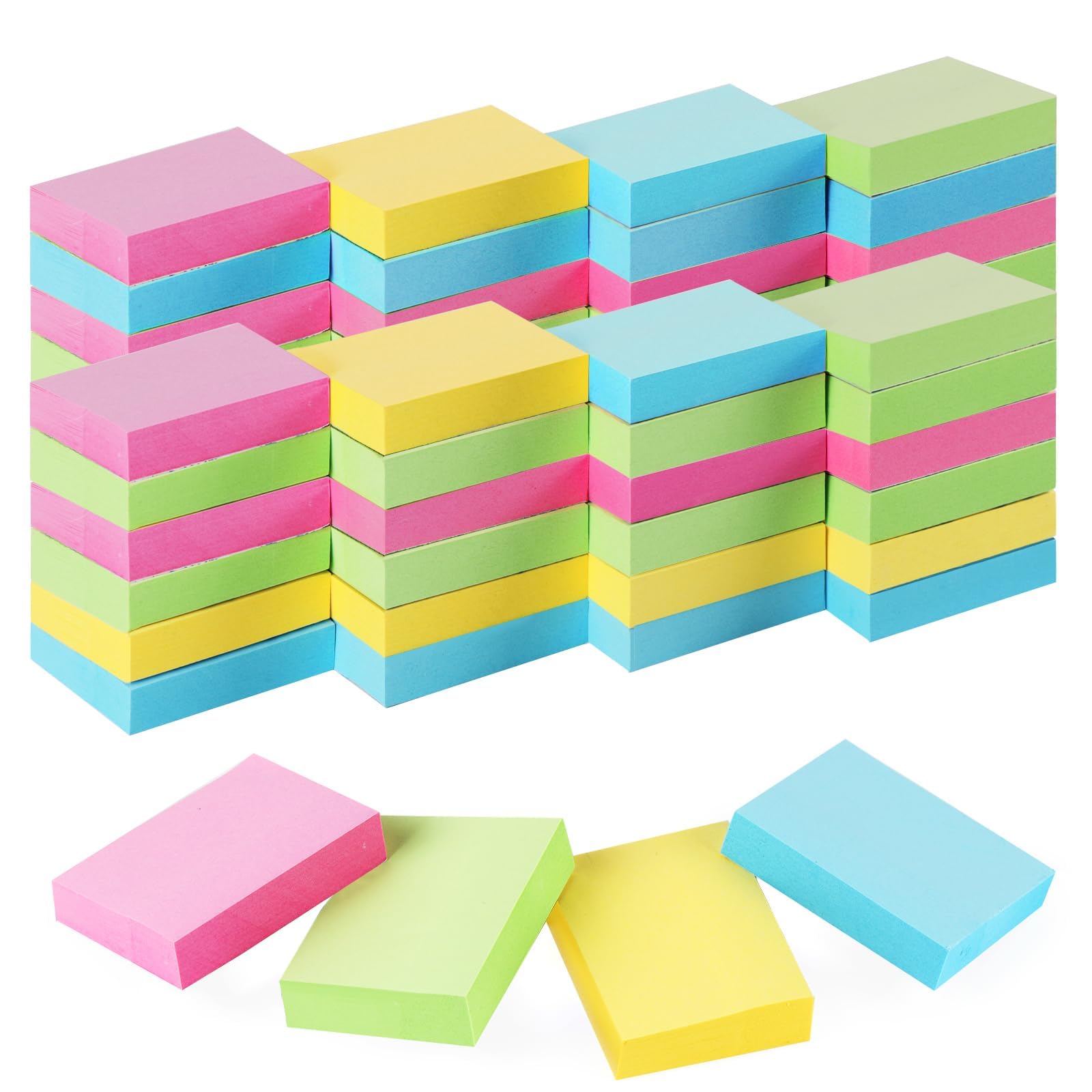 50 Pack Sticky Notes 1.5x2 in, 5000 Sheets Small Self-Stick Note, 4 Color Mini Sticky Notes Pad Bulk, Easy to Post for Office, School, Home