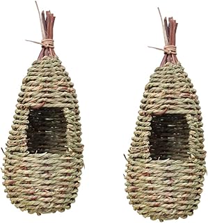 2pcs out door decor outdoor decor moss decor bird roost house hanging bird decorative bird hut Grass Bird Nest Straw Bird House Grass Bird Hut birds the bird's nest hummingbird Yardwe
