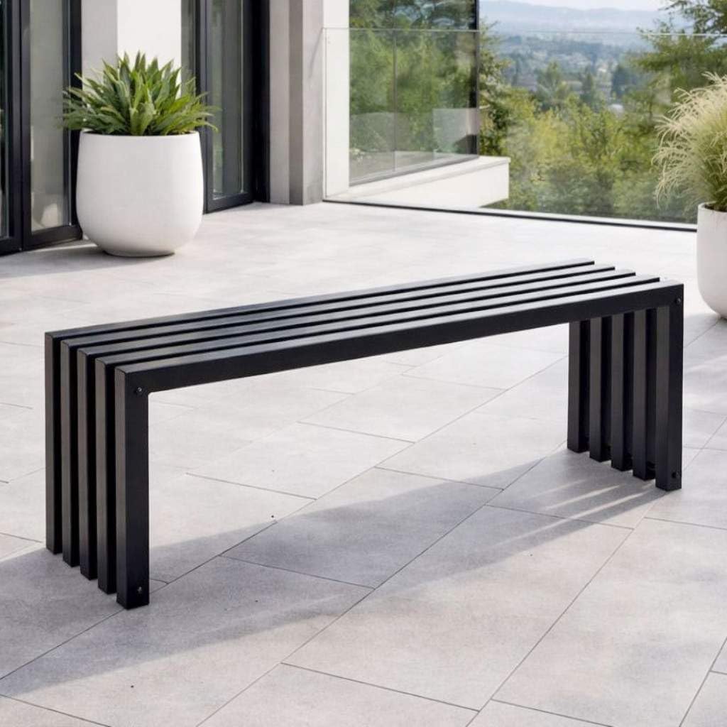 DanDiBo Gartenbank Wetterfest Metall Outdoor Schwarz 96245 Ida 120 cm Sitzbank Garten Bank Parkbank Eisen