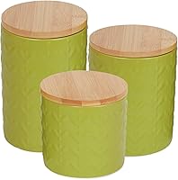 Vista 19 de DII Kitchen Accessories Collection, juego de recipientes de cerámica mate texturizados, color blanco antiguo, color vid, 3 piezas