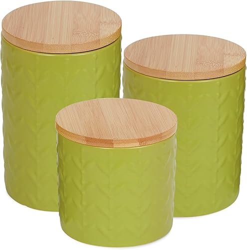 DII Kitchen Accessories Collection, juego de recipientes de cerámica mate texturizada, aguacate, vid, 3 piezas