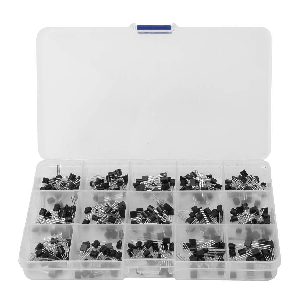QANYEGN 300Pcs 15 Triode Assorted Kit, Commonly Used Triode Set, Transistor Assortment DIY Kit to 92 S9012 S9013 S9014 S8050 S8550