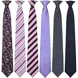Janmercy 6 Pcs Clip on Tie for Men Clip on Easy Necktie Striped Solid Plaid Dots Mixed Lot Tie for O