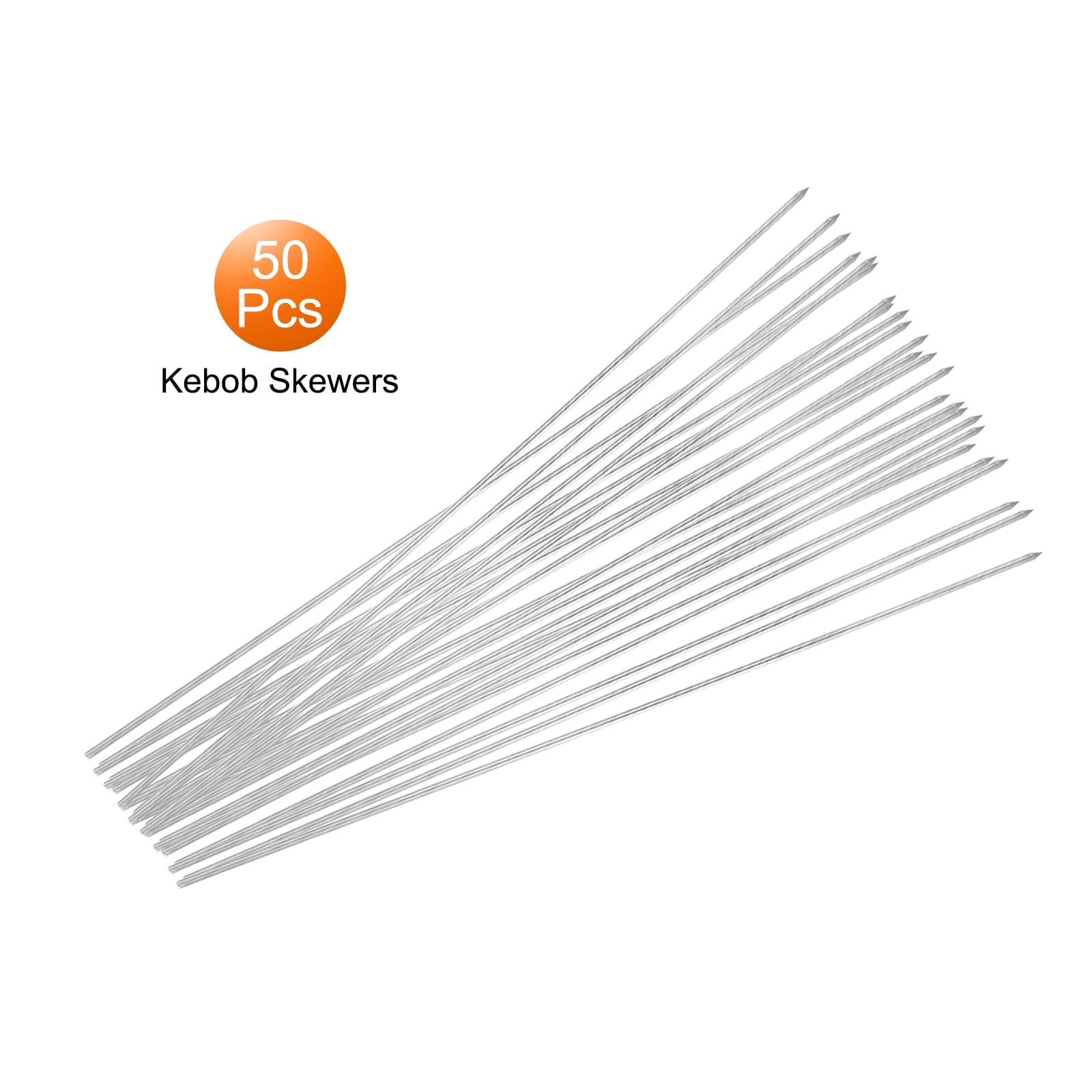 QUARKZMAN 50 szt. szaszłyki do kebob metalowe 38 cm x 3 mm okrągłe patyczki ze stali nierdzewnej wielokrotnego użytku BBQ szpikulce do grilla otwarty grill kij do mięsa krewetki owoce