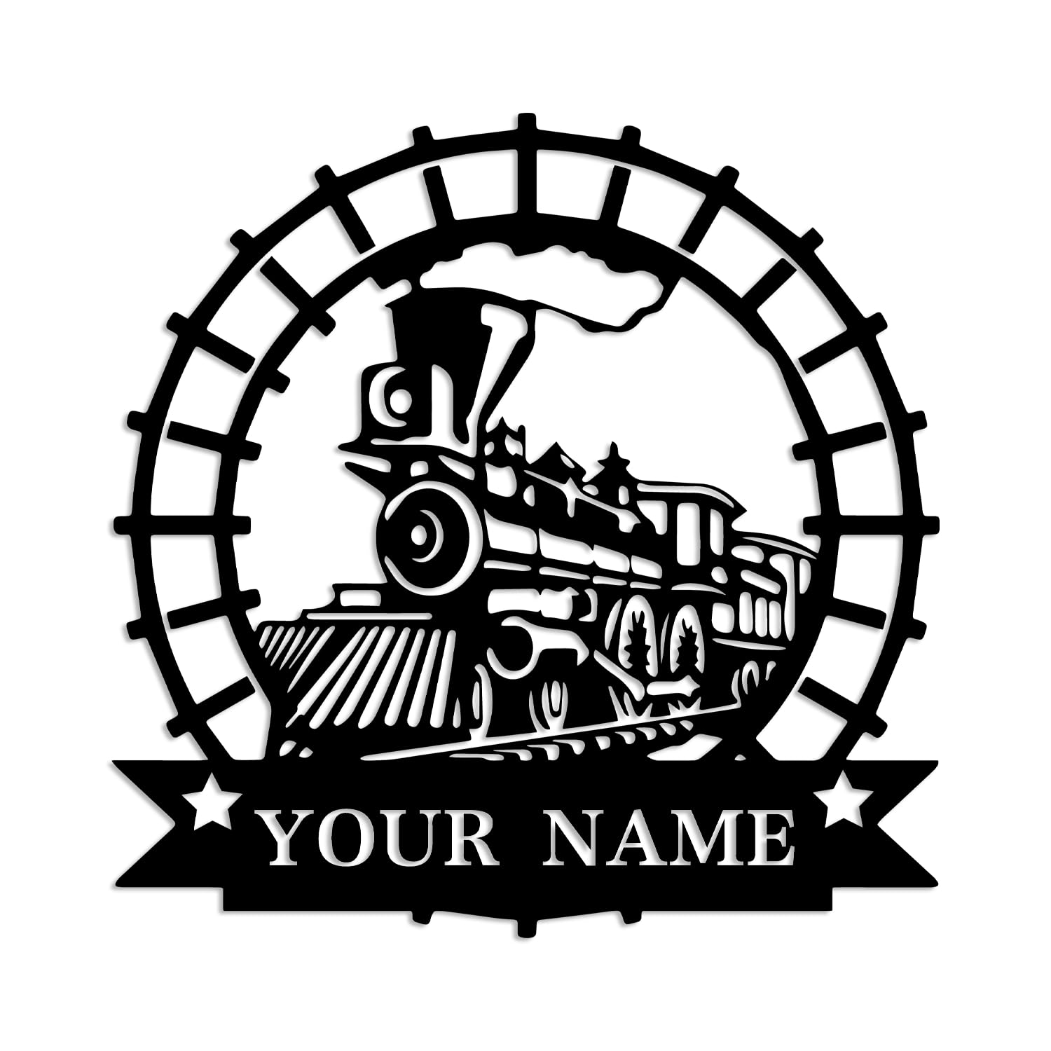 Personalized Train Name Metal Wall Art Sign, Personalized Train Hanging Sign, Custom Railroad Themed Room Decor,Front Door or Kids Room Decor (Train-H)