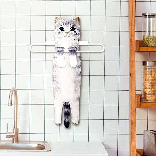 Miniatura 4 de Hawgiman - Toallas de mano para baño y cocina, toallas decorativas con forma de gato que se secan rápido y se cuelgan para baño y rostro regalos