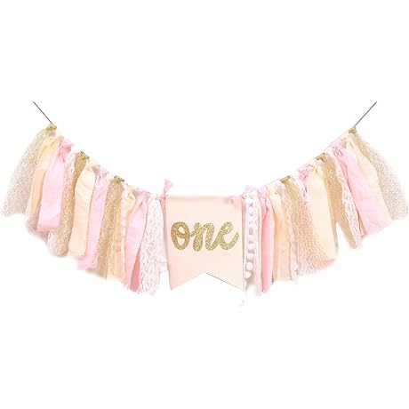 Pink Swan Highchair Banner for 1st Birthday