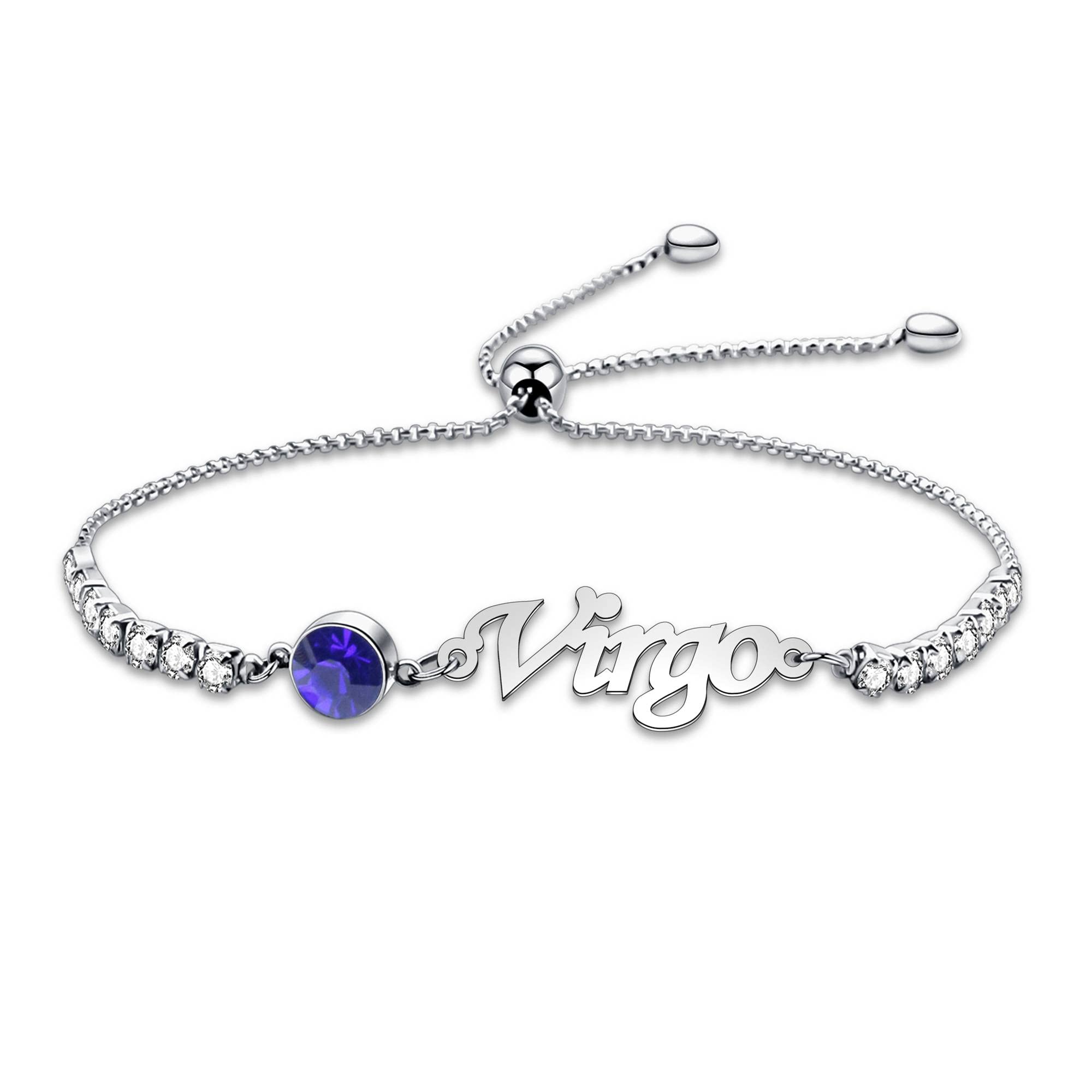 My Pet Elephant12 Constellations Charm Bracelet with Birthstone Constellation Jewelry Zodiac Sign Gift Astrology Jewelry Birthday Gift (Virgo Br)