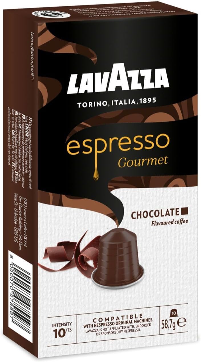 Lavazza Espresso Gourmet Chocolate Flavoured Coffee Capsules | (10 Pods) 58.7g Box By Cougar | Compatible With Nespresso Original Machines | Intensity 10 | Rich Chocolate Aroma | Premium Italian Coffee Blend For Espresso Lovers - (IMPORTED-UK)-image-44