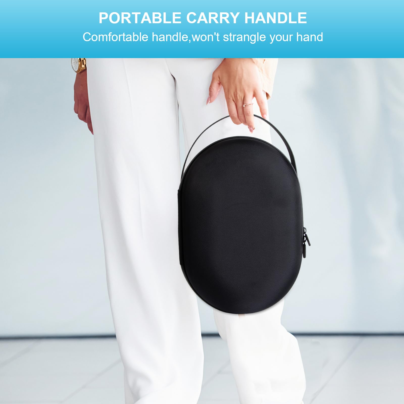 Qoosea Harte Tragetasche für Apple Vision Pro, Anti-Drop Schützende Hülle mit Mesh-Tasche, Großer Space Eva-Hartschalenkoffer Schutz Tasche Tragbare VR-Koffer (Schwarz)