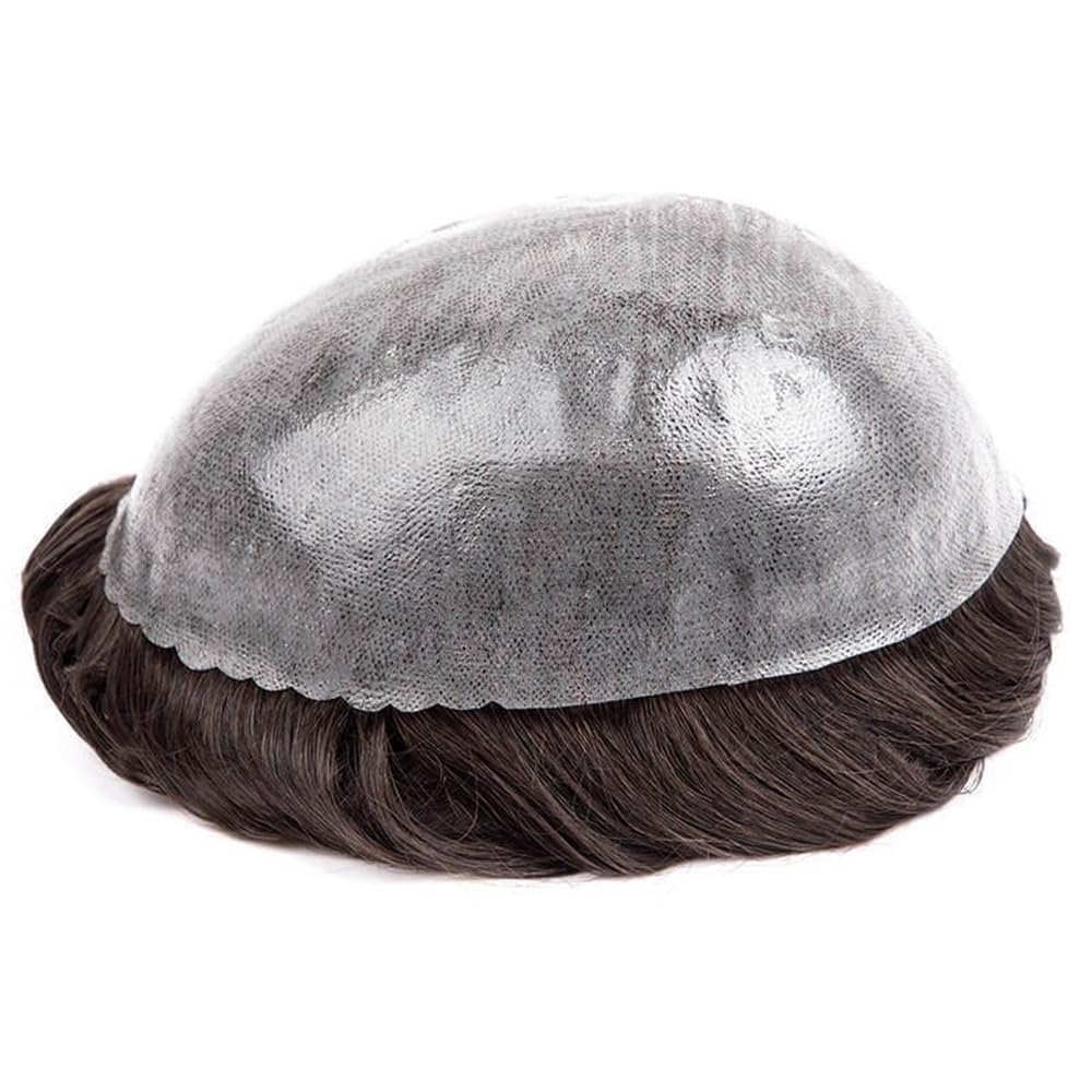 Perruque Postiche for homme en cheveux humains indiens bruns, base fine de 0,1 à,12 mm, prothèse capillaire masculine(2#,6x7)