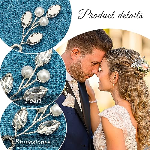 Xztimes Silver Wedding Hair Clips Bride Hair Pins Bridal Hair Pieces For Prom 6 Pieces Wedding Barrettes For Women'S Pearl Hair Accessories Crystal Fancy Headpiece U Shaped Bobby Pins Decorative Bridesmaids thumb #4